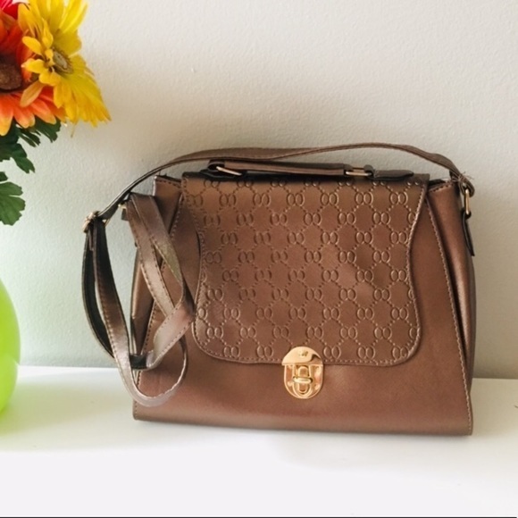 Chocolate Brown Crossbody Structured Bag With Top Handle